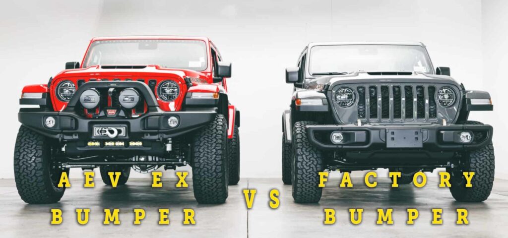 AEV front bumper EX versus factory steel bumper